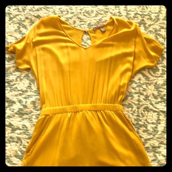 Forever 21 Pants - Forever 21 yellow shorts romper, button in back